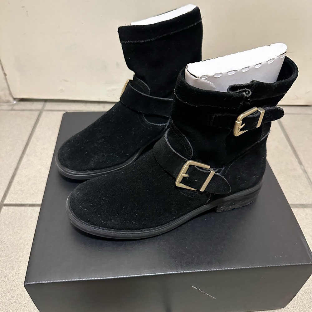 Vince Camuto Black Suede Moto Boots